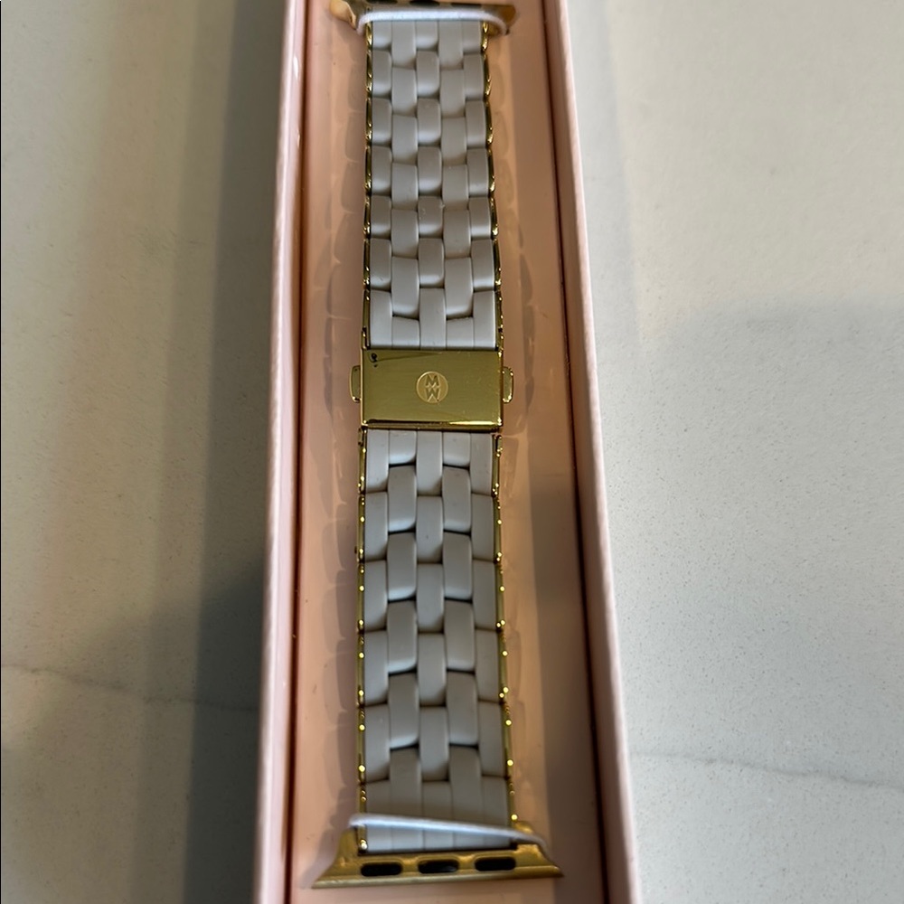 Michele White and Gold Watch Band